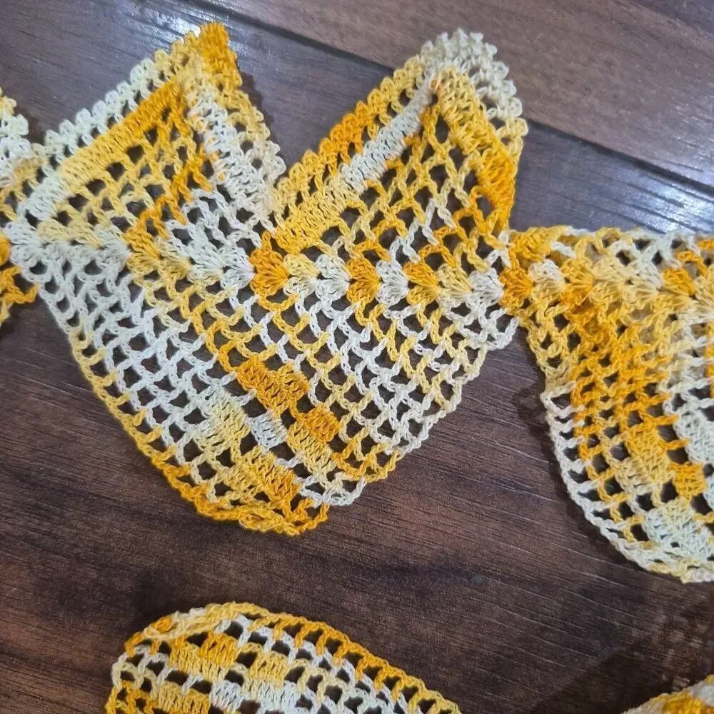 Crochet, Vintage Yellow & White Cotton